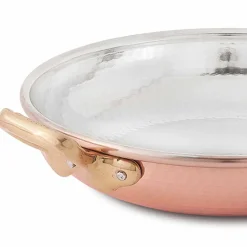 Viadurini Kitchen Kochgeschirr-Runde handverzinnte Kupferpfanne 2 Griffe und Deckel 32 cm - Giangiorgio