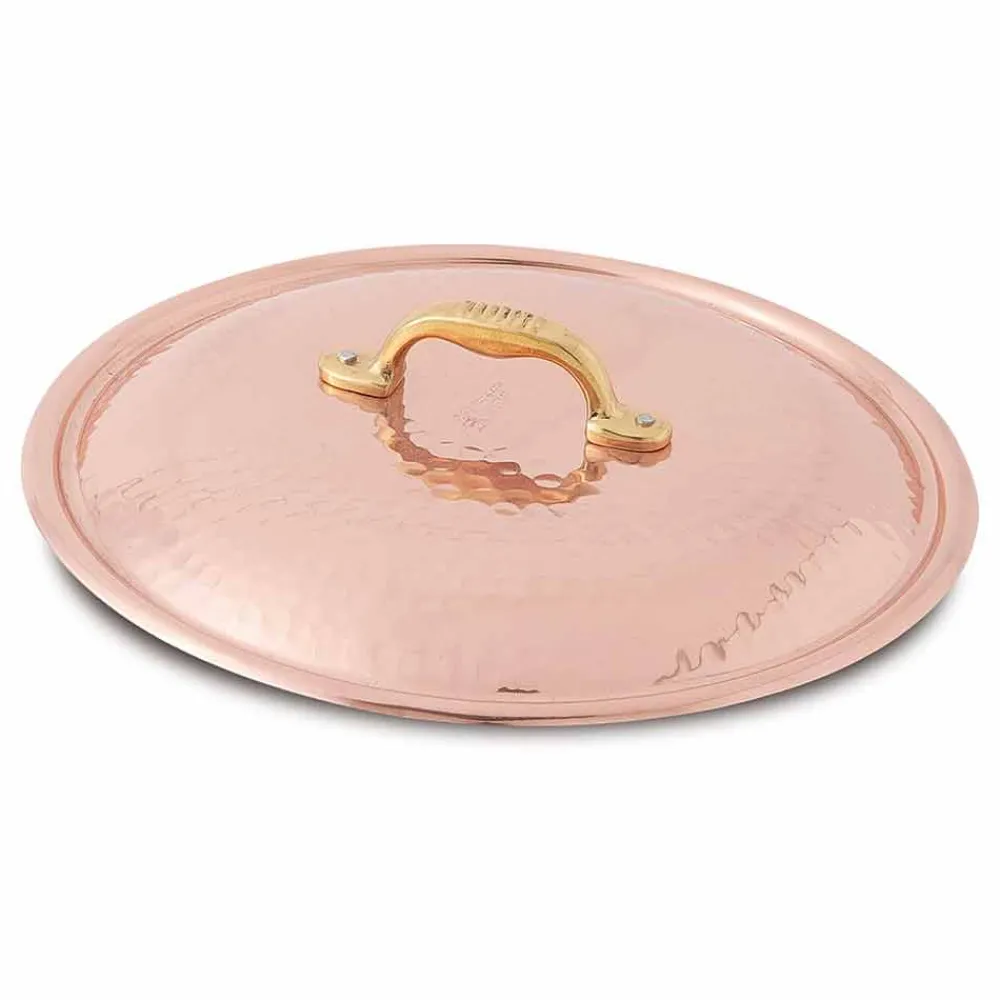 Viadurini Kitchen Kochgeschirr-Runde handverzinnte Kupferpfanne 2 Griffe und Deckel 40 cm - Giangiorgio