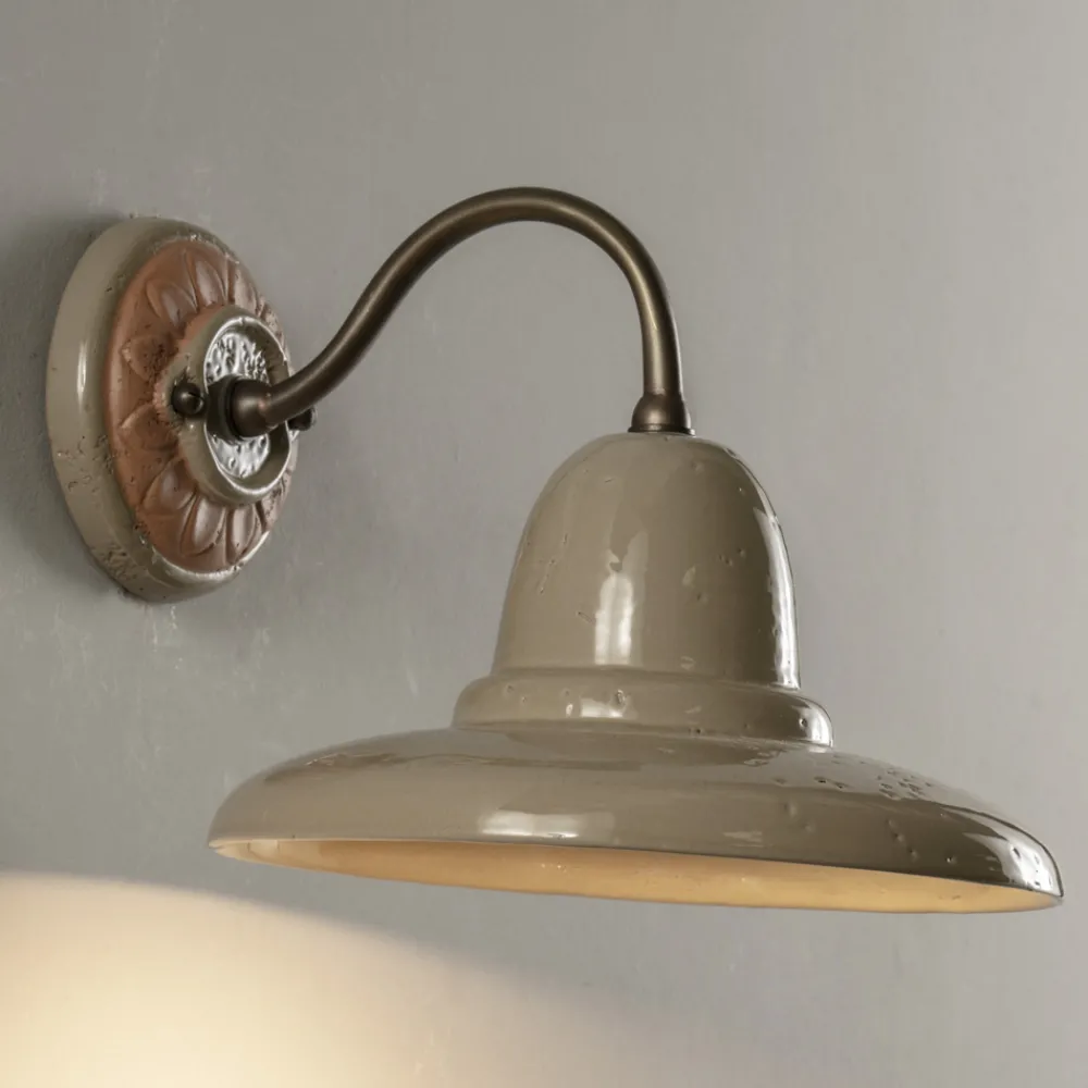 Toscot Garten-Wandlampen-Runde handwerkliche Gartenapplikation in Galestro, hergestellt in Italien – Spoleto