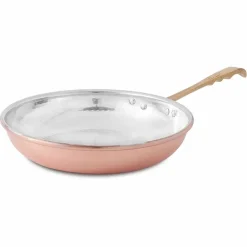 Viadurini Kitchen Kochgeschirr-Runde Pfanne aus verzinntem Kupfer von Hand mit Griff und Deckel 32 cm - Gianluigi