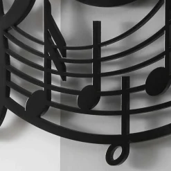 Viadurini Time Design Wanduhren-Runde schwarze Wanduhr des modernen Designs in verziertem Holz - Musik