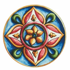 Viadurini Kitchen Teller Set-Runde Teller aus farbigem Kunststoff mit Majolika 12 Stück - Maia