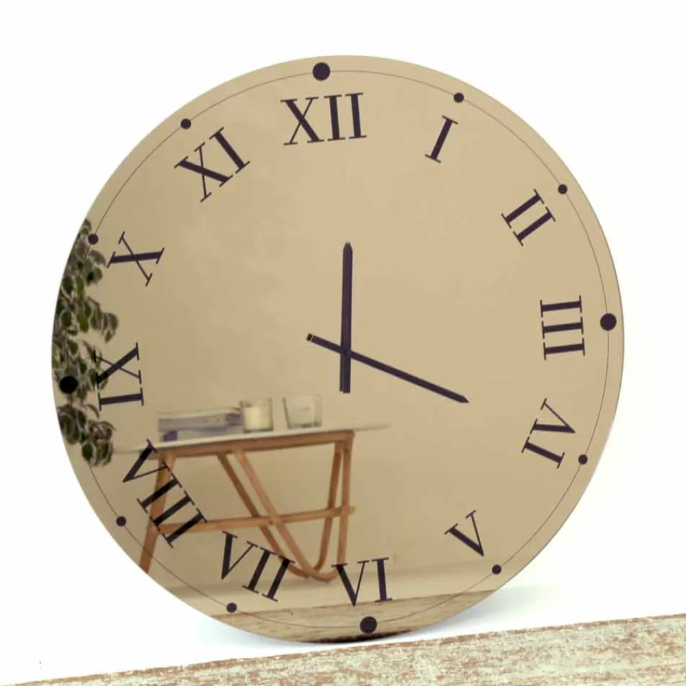 Viadurini Time Design Wanduhren-Runde Wanduhr aus verspiegeltem Kristall, hergestellt in Italien – Gear