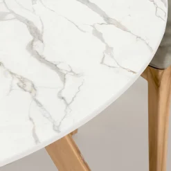 Viadurini in the Garden Gartentische Fest|Gartentische Aus Teakholz-Runder Außentisch aus Calacatta-Goldkeramik Made in Italy - Pegaso