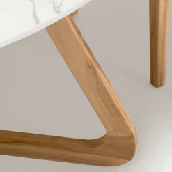 Viadurini in the Garden Gartentische Fest|Gartentische Aus Teakholz-Runder Außentisch aus Calacatta-Goldkeramik Made in Italy - Pegaso