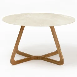 Viadurini in the Garden Gartentische Fest|Gartentische Aus Teakholz-Runder Außentisch aus Chianca di Ostuni-Keramik Made in Italy - Pegaso