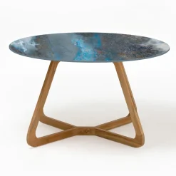 Viadurini in the Garden Gartentische Fest|Gartentische Aus Teakholz-Runder Außentisch aus Gewitterkeramik Made in Italy - Pegaso