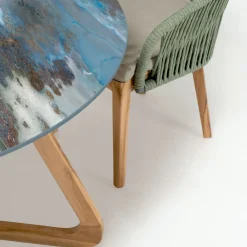 Viadurini in the Garden Gartentische Fest|Gartentische Aus Teakholz-Runder Außentisch aus Gewitterkeramik Made in Italy - Pegaso