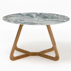 Viadurini in the Garden Gartentische Fest|Gartentische Aus Teakholz-Runder Außentisch aus ikonischer Cyprus-Keramik Made in Italy - Pegaso