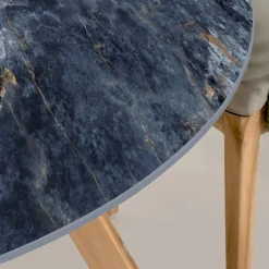 Viadurini in the Garden Gartentische Fest|Gartentische Aus Teakholz-Runder Außentisch aus ozeanblauer Keramik Made in Italy - Pegaso