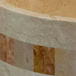 Viadurini Bathroom Steinwaschbecken-Runder Aufsatzwaschbecken aus Naturstein weiß Clio