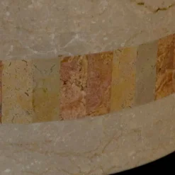 Viadurini Bathroom Steinwaschbecken-Runder Aufsatzwaschbecken aus Naturstein weiß Clio