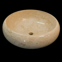 Viadurini Bathroom Steinwaschbecken-Runder Aufsatzwaschbecken aus Naturstein weiß Layla