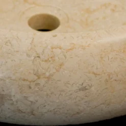 Viadurini Bathroom Steinwaschbecken-Runder Aufsatzwaschbecken aus Naturstein weiß Layla