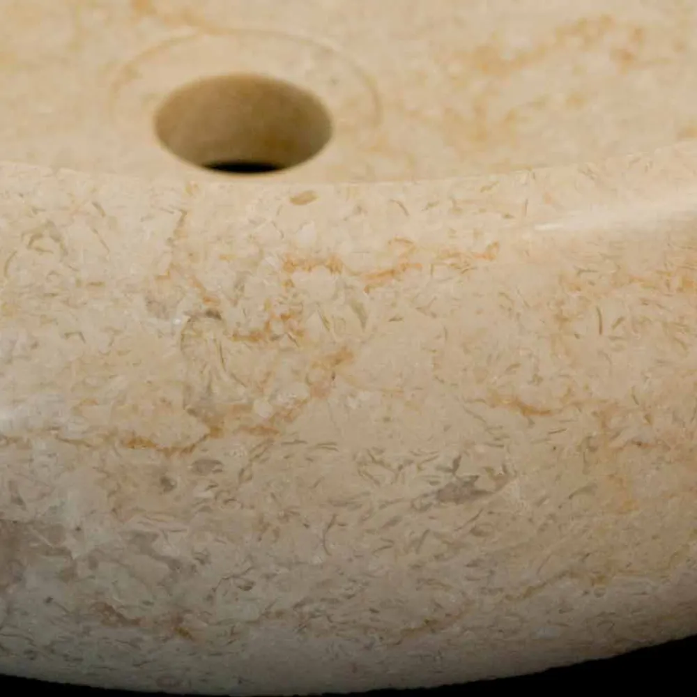 Viadurini Bathroom Steinwaschbecken-Runder Aufsatzwaschbecken aus Naturstein weiß Layla