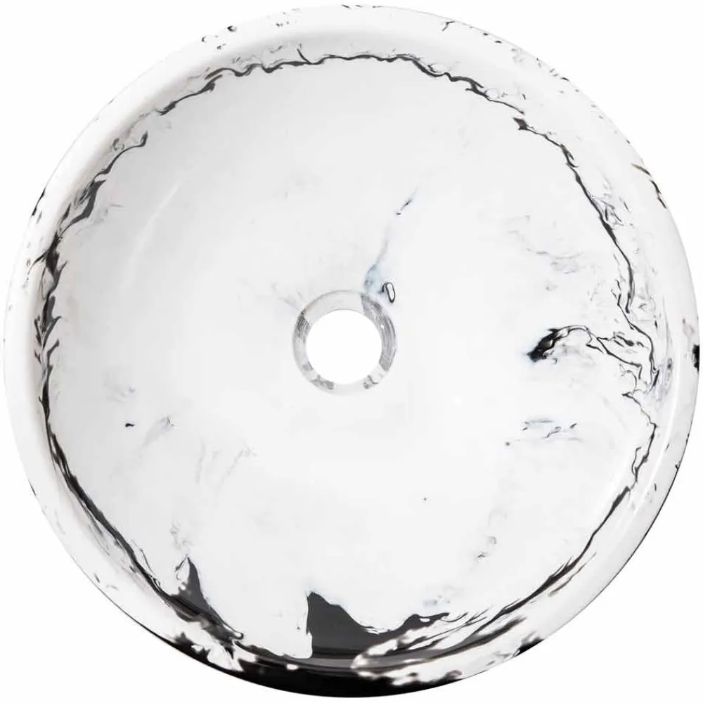 Viadurini Bathroom Harzwaschbecken-Runder Aufsatzwaschtisch aus Kunstharz, Bussoleno