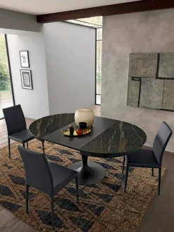 Viadurini Living Runde Tische-Runder ausziehbarer Esstisch aus Laminam Keramik Made in Italy - Lupetto