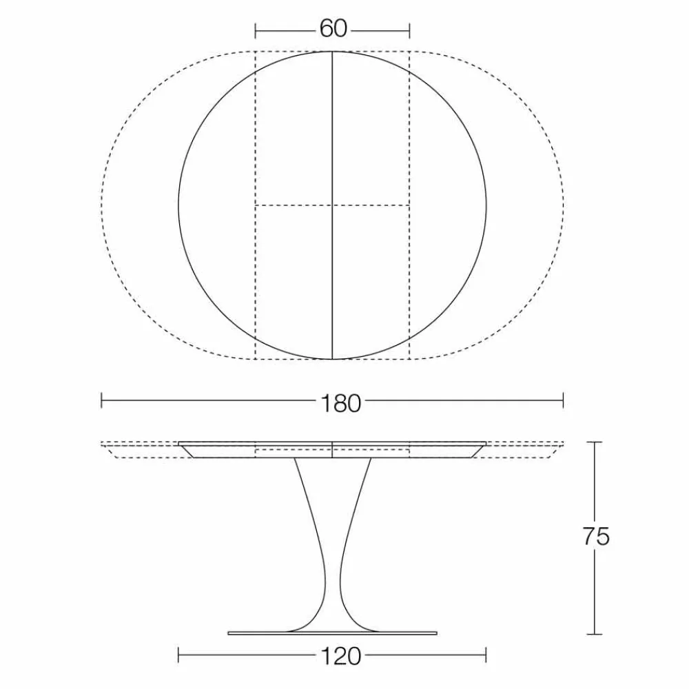 Viadurini Living Runde Tische-Runder ausziehbarer Esstisch aus Laminam Keramik Made in Italy - Lupetto