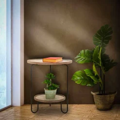 Viadurini Living Moderne Couchtische-Runder Couchtisch aus Eisen und MDF in modernem Design - Luther