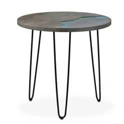 Viadurini Living Moderne Couchtische-Runder Couchtisch aus Eukalyptusholz, Harz und Metall - Tigrao