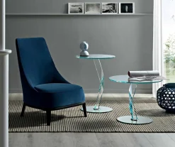 Viadurini Living Moderne Couchtische-Runder Couchtisch aus extra klarem Glas made in Italy - Akka