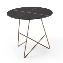 Viadurini Living Moderne Couchtische-Runder Couchtisch aus Glas mit Metall- und Luxusmarmoreffekt - Magali