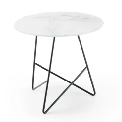 Viadurini Living Moderne Couchtische-Runder Couchtisch aus Glas mit Metall- und Luxusmarmoreffekt - Magali
