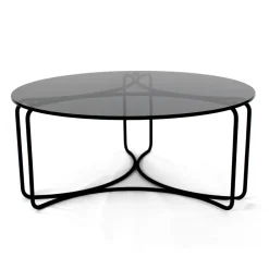 Viadurini Living Moderne Couchtische-Runder Couchtisch aus Glas mit 3-halbmondförmigem Fuß, hergestellt in Italien – Arepa