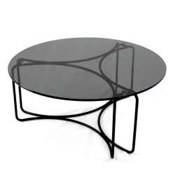 Viadurini Living Moderne Couchtische-Runder Couchtisch aus Glas mit 3-halbmondförmigem Fuß, hergestellt in Italien – Arepa