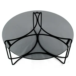 Viadurini Living Moderne Couchtische-Runder Couchtisch aus Glas mit 3-halbmondförmigem Fuß, hergestellt in Italien – Arepa