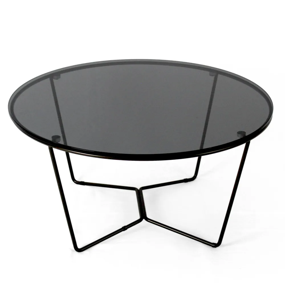 Viadurini Living Moderne Couchtische-Runder Couchtisch aus Glas und Stahl, hergestellt in Italien – Paini