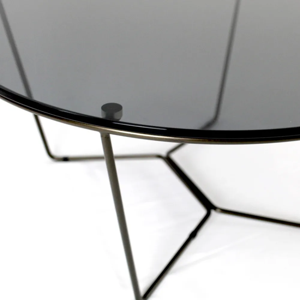 Viadurini Living Moderne Couchtische-Runder Couchtisch aus Glas und Stahl, hergestellt in Italien – Paini