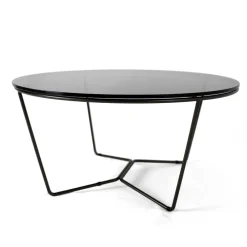 Viadurini Living Moderne Couchtische-Runder Couchtisch aus Glas und Stahl, hergestellt in Italien – Paini