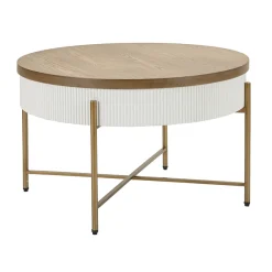 Viadurini Living Moderne Couchtische-Runder Couchtisch aus Holz für das Wohnzimmer, verziert mit Relieflinien - Rachel