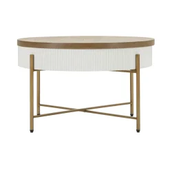 Viadurini Living Moderne Couchtische-Runder Couchtisch aus Holz für das Wohnzimmer, verziert mit Relieflinien - Rachel