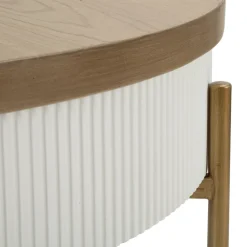 Viadurini Living Moderne Couchtische-Runder Couchtisch aus Holz für das Wohnzimmer, verziert mit Relieflinien - Rachel