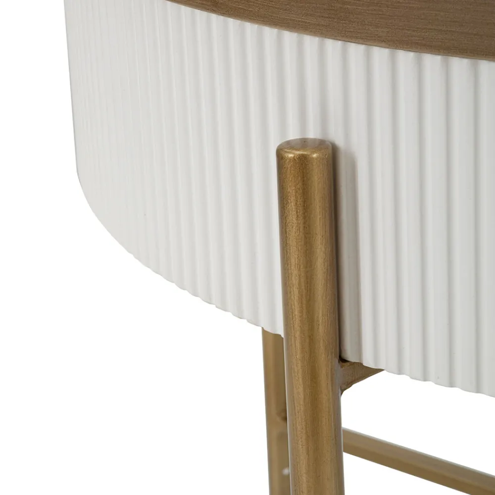 Viadurini Living Moderne Couchtische-Runder Couchtisch aus Holz für das Wohnzimmer, verziert mit Relieflinien - Rachel