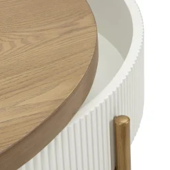 Viadurini Living Moderne Couchtische-Runder Couchtisch aus Holz für das Wohnzimmer, verziert mit Relieflinien - Rachel