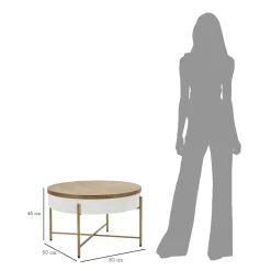 Viadurini Living Moderne Couchtische-Runder Couchtisch aus Holz für das Wohnzimmer, verziert mit Relieflinien - Rachel