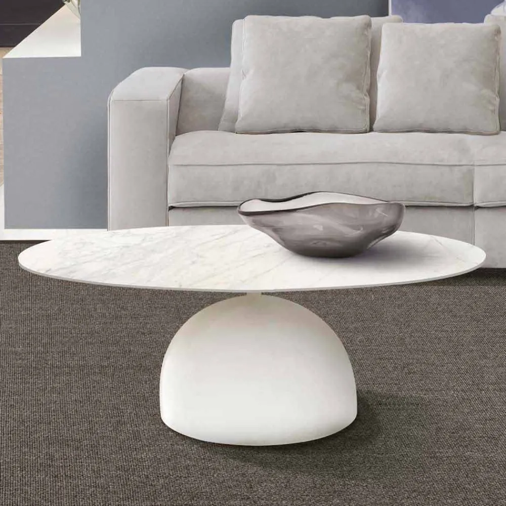 Viadurini Living Moderne Couchtische-Runder Couchtisch aus Keramik und Metall Made in Italy - Livigno