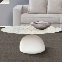 Viadurini Living Moderne Couchtische-Runder Couchtisch aus Keramik und Metall Made in Italy - Livigno