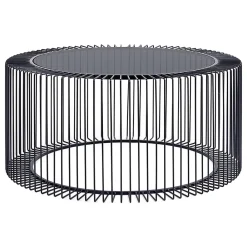 Viadurini Living Moderne Couchtische-Runder Couchtisch aus lackiertem Stahl und gehärtetem Glas - Apuleio