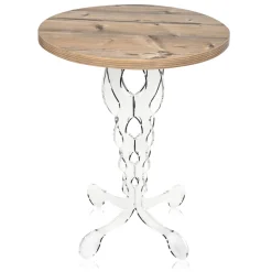 Viadurini Living Moderne Couchtische-Runder Couchtisch aus Plexiglas und Eichenplatte 2 Dimensionen - Phosphor