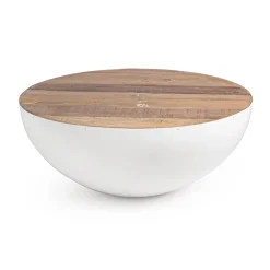 Viadurini Living Moderne Couchtische-Runder Couchtisch aus recyceltem Holz und Stahl weiß oder grau - Genoveffa