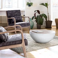 Viadurini Living Moderne Couchtische-Runder Couchtisch aus recyceltem Holz und Stahl weiß oder grau - Genoveffa