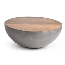 Viadurini Living Moderne Couchtische-Runder Couchtisch aus recyceltem Holz und Stahl weiß oder grau - Genoveffa