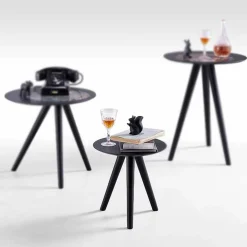 Viadurini Living Moderne Couchtische-Runder Couchtisch aus schwarz grau lackiertem Holz Made in Italy - Stuttgart