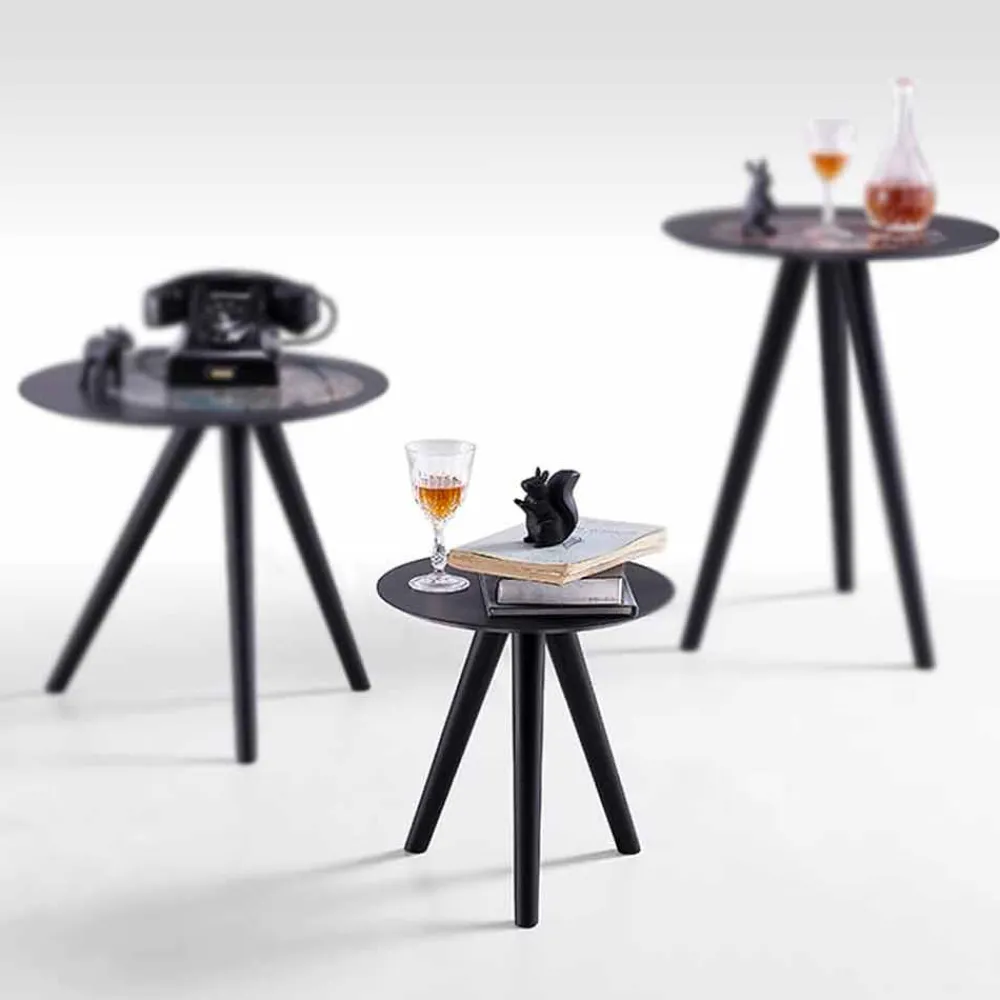 Viadurini Living Moderne Couchtische-Runder Couchtisch aus schwarz grau lackiertem Holz Made in Italy - Stuttgart