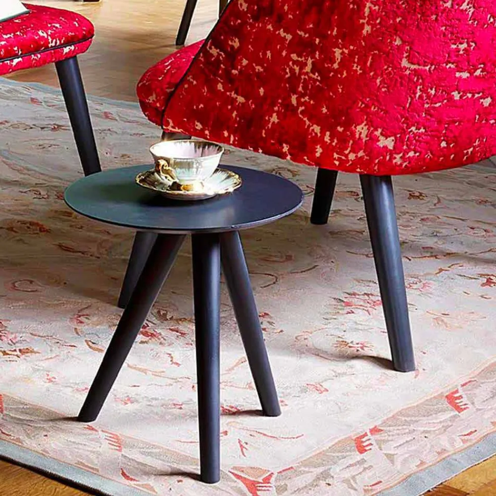 Viadurini Living Moderne Couchtische-Runder Couchtisch aus schwarz grau lackiertem Holz Made in Italy - Stuttgart