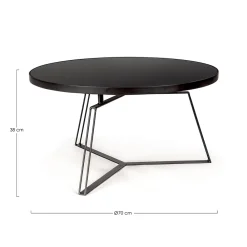 Viadurini Living Moderne Couchtische-Runder Couchtisch aus schwarzem Stahl und Glasplatte 2 Größen - Zanzino
